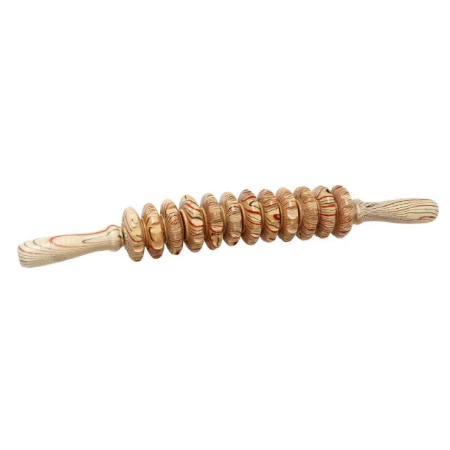 Wooden Massage Roller Stick — Deep Tissue Muscle Relief Tool for Back, Legs & Feet
