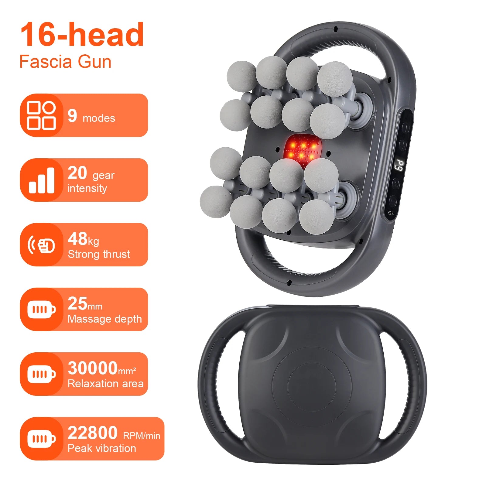 Deep Tissue Massage Gun — 16-Head Percussion Massager - A S S U A G E