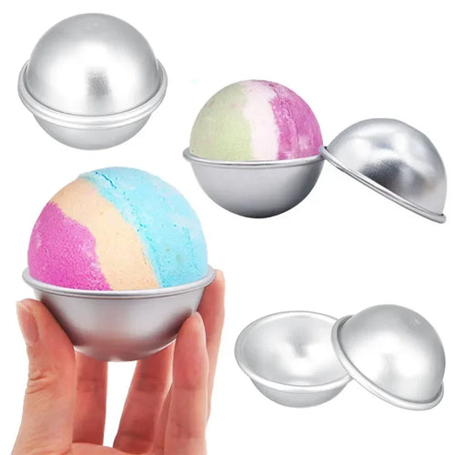 2PCS Round Aluminium Alloy Ball Bath Bomb Molds DIY Tool Bath Bomb Salt Ball Homemade Crafting Gifts Semicircle Sphere Mold