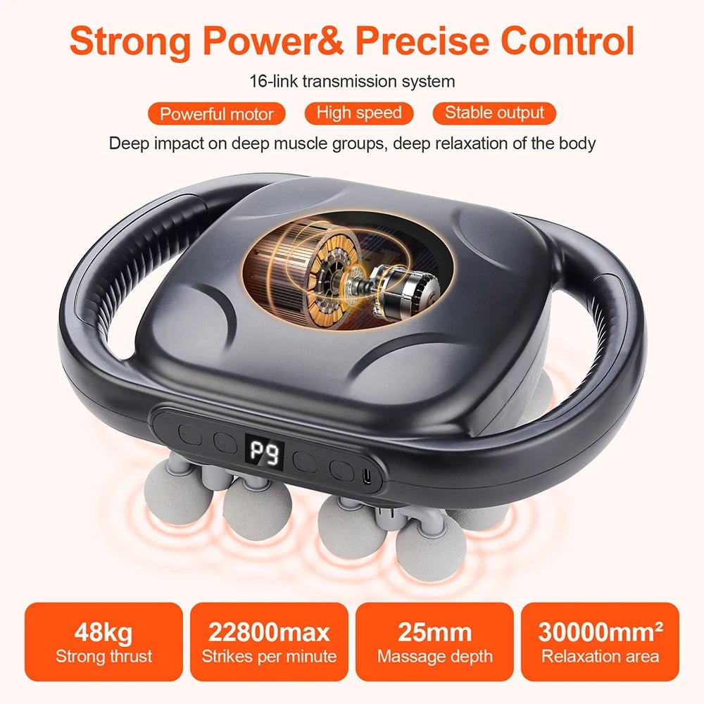 Deep Tissue Massage Gun — 16-Head Percussion Massager - A S S U A G E