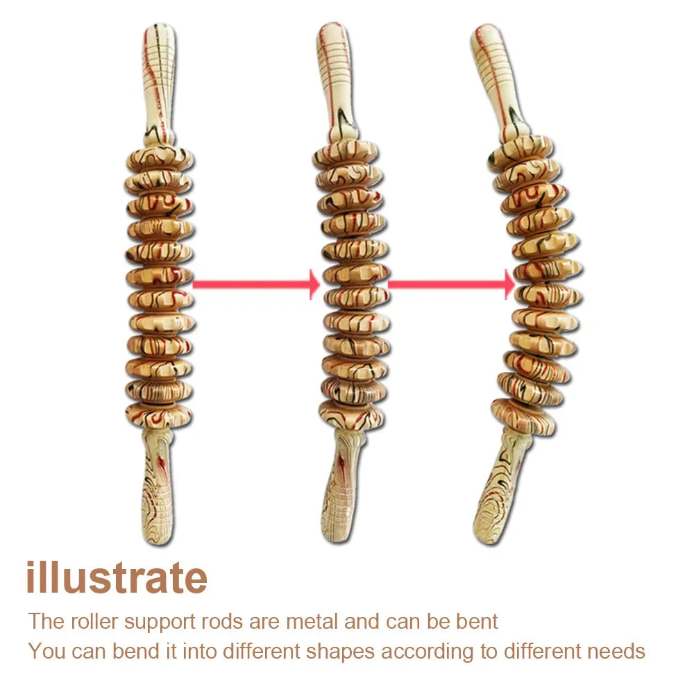 Wooden Massage Roller Stick — Deep Tissue Muscle Relief Tool for Back, Legs & Feet