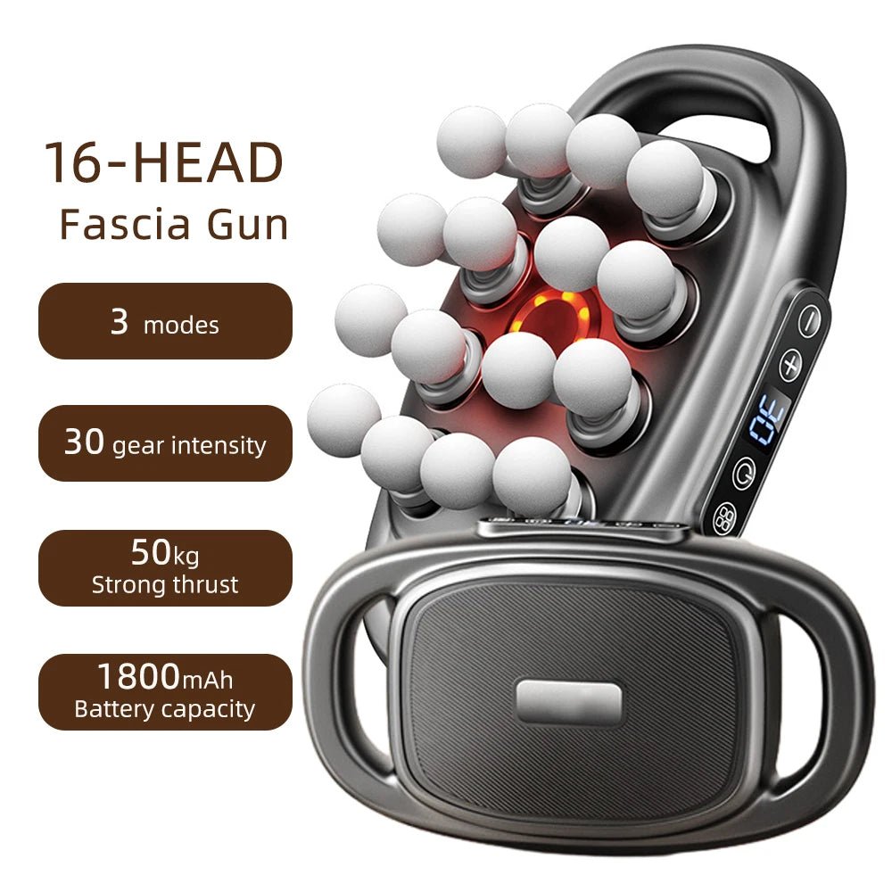 Deep Tissue Massage Gun — 16-Head Percussion Massager - A S S U A G E