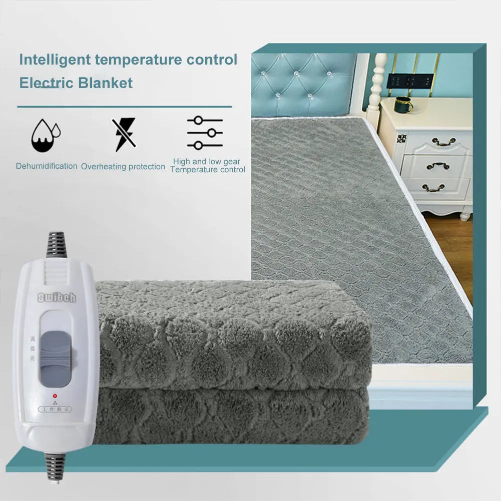 Electric Blanket Winter Fleece Heated Blanket Body Warmer Velvet Thermal Blanket Automatic Thermostat Heated Mattress For Bed