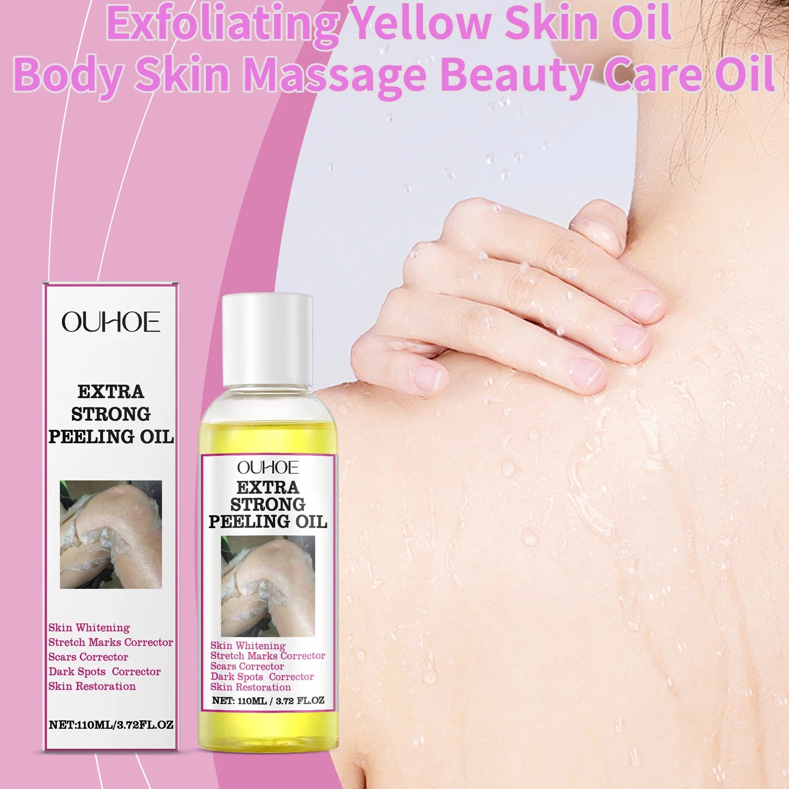 Exfoliating Yellow Skin Oil For Body Skin Moisturizing Nourishing Brightening Firming Moisturizing Massage＆Beauty Care Oil 110ml
