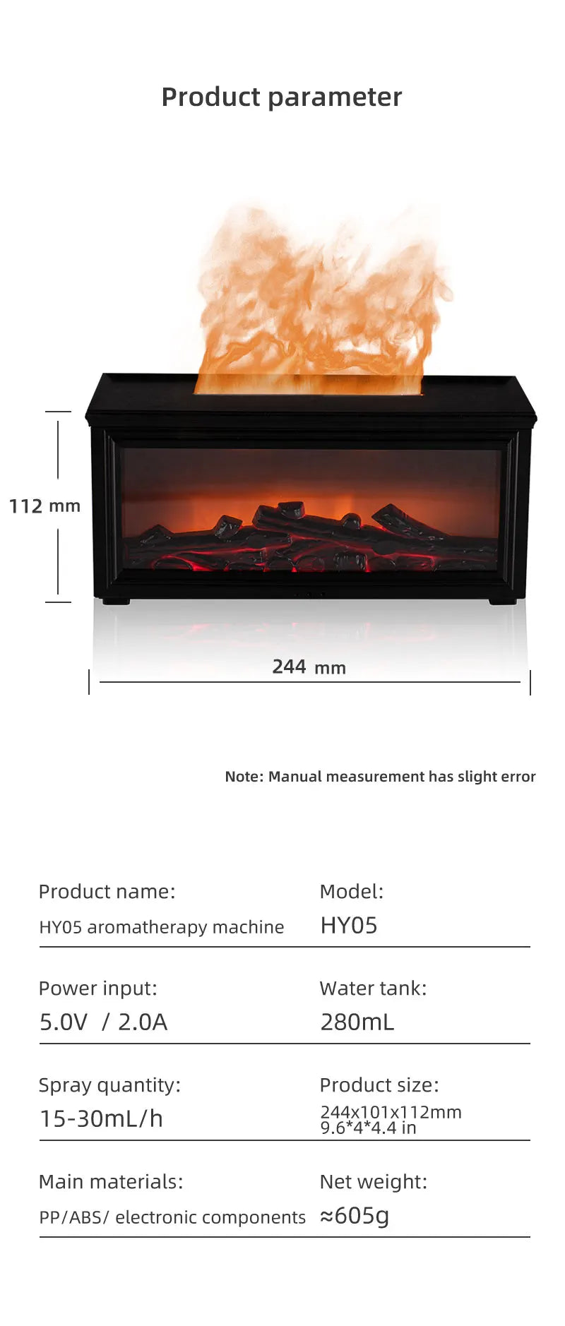 Flame Aromatherapy Diffuser — 7-Color LED Essential Oil Humidifier