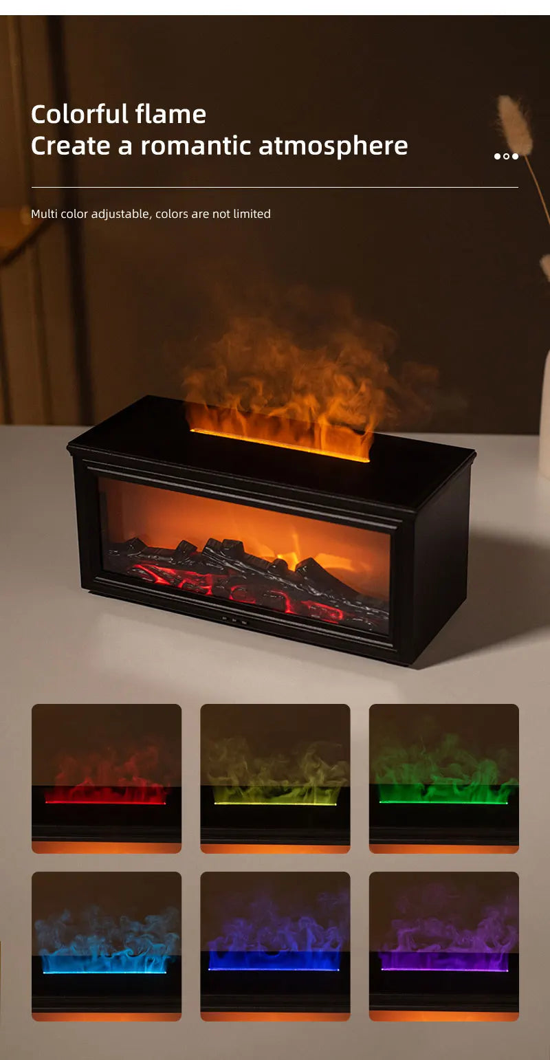 Flame Aromatherapy Diffuser — 7-Color LED Essential Oil Humidifier