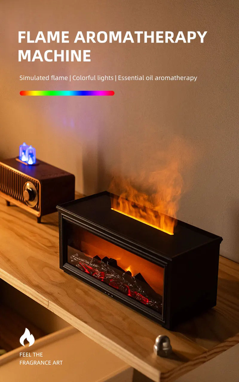 Flame Aromatherapy Diffuser — 7-Color LED Essential Oil Humidifier