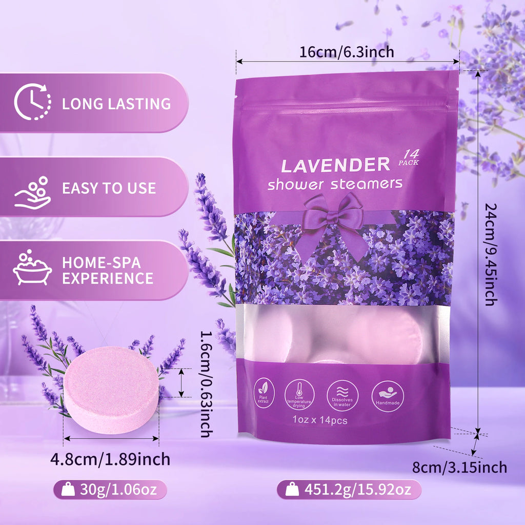 Lavender Shower Steamers — Aromatherapy Bath Bombs for Stress Relief