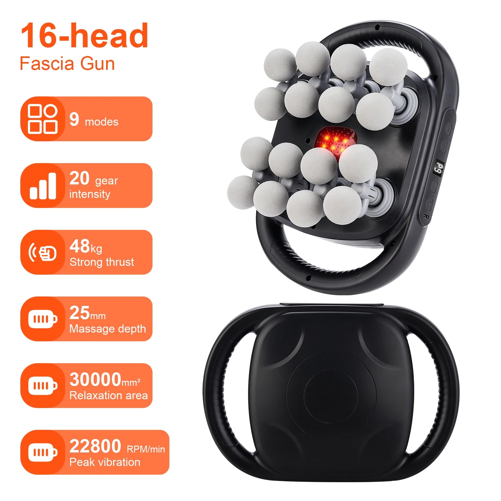 Deep Tissue Massage Gun — 16-Head Percussion Massager - A S S U A G E