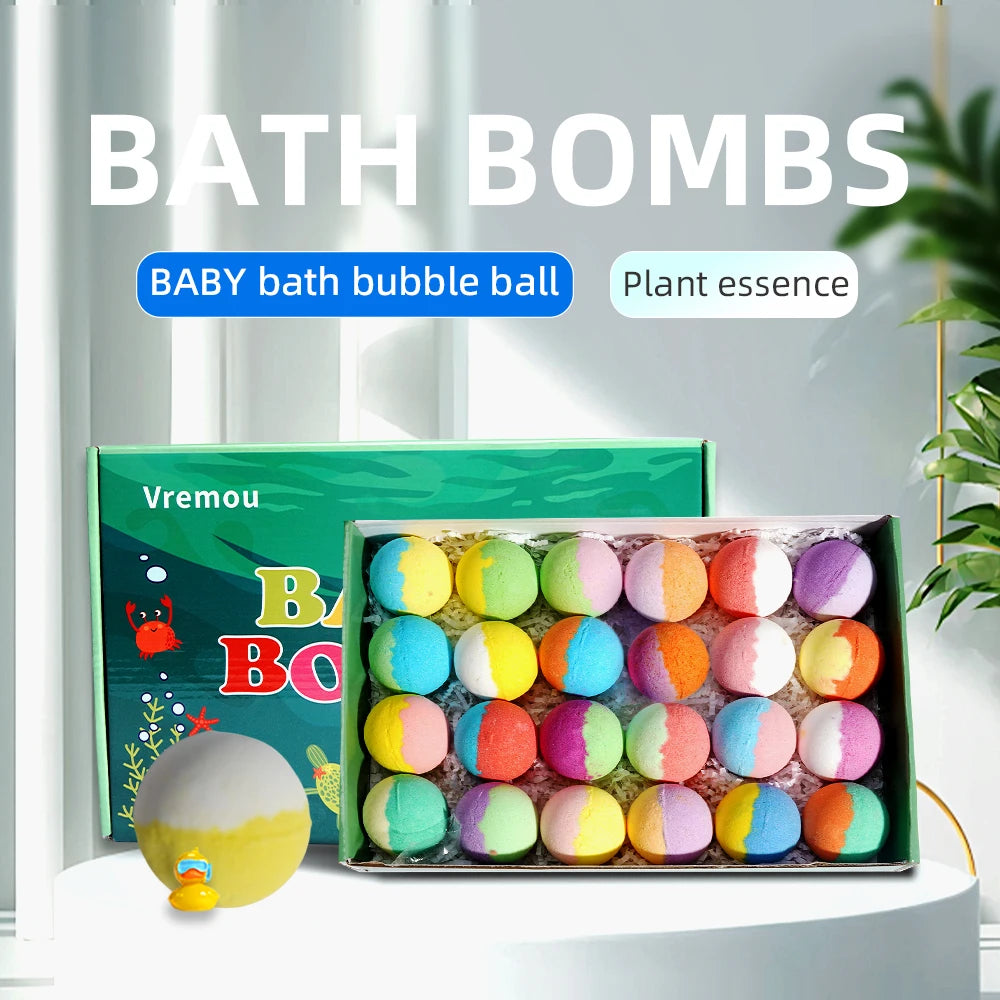 Kids Surprise Bath Bombs — 24-Pack Gift Set with Hidden Toys