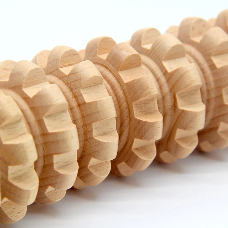 Wooden Massage Roller Stick — Deep Tissue Muscle Relief Tool for Back, Legs & Feet