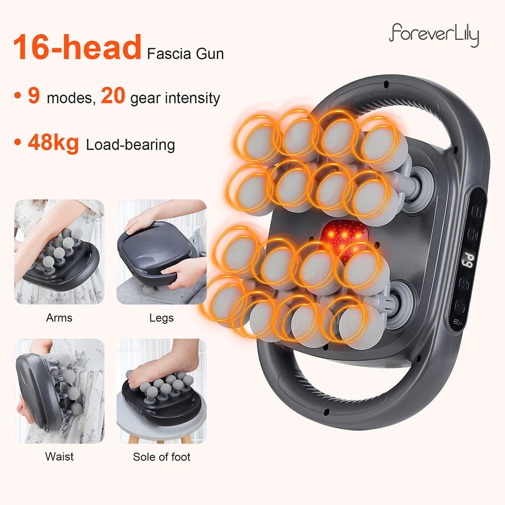 Deep Tissue Massage Gun — 16-Head Percussion Massager - A S S U A G E