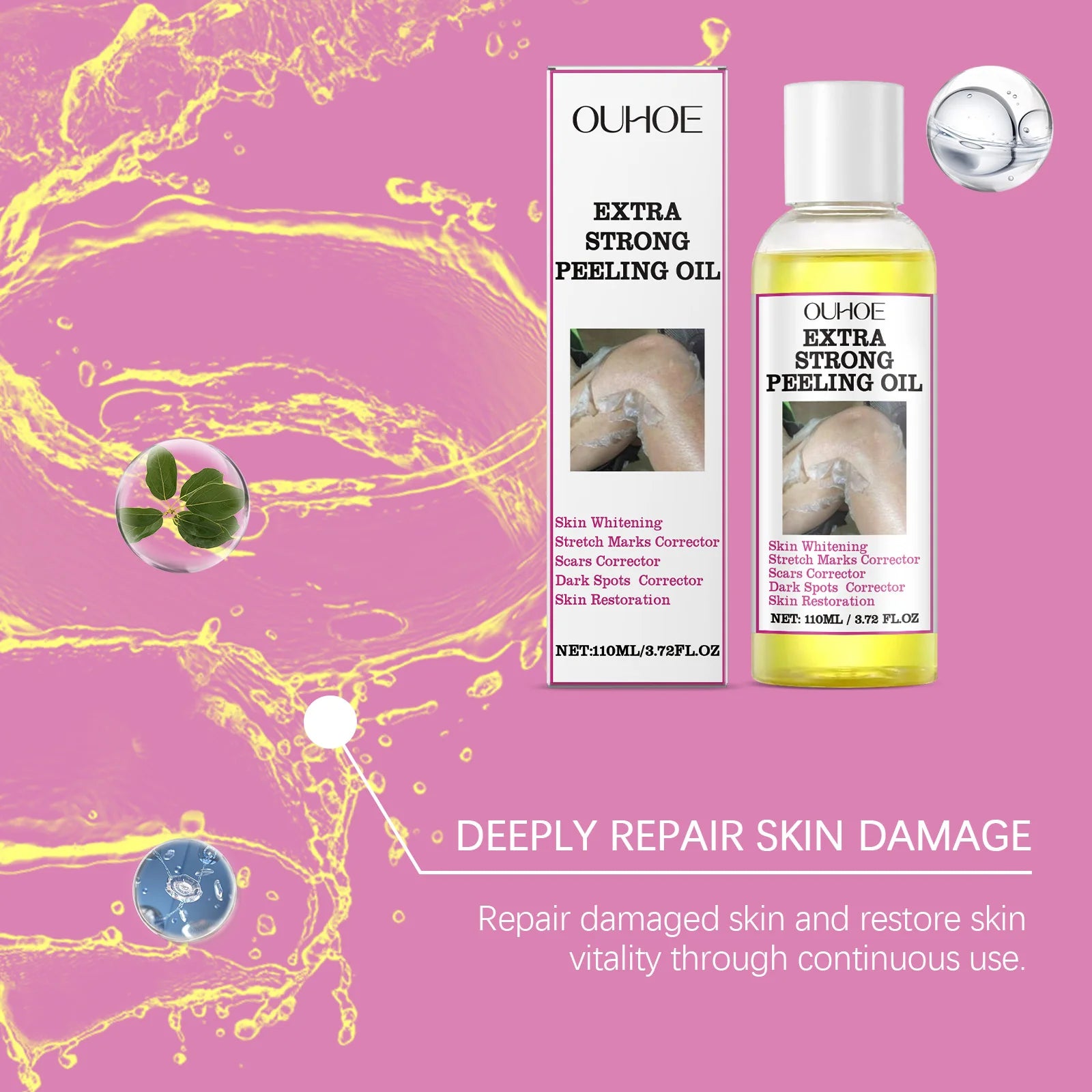 Exfoliating Yellow Skin Oil For Body Skin Moisturizing Nourishing Brightening Firming Moisturizing Massage＆Beauty Care Oil 110ml