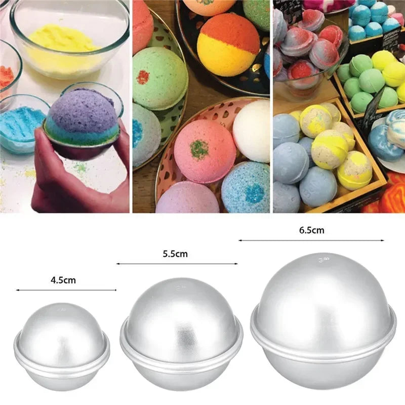 2PCS Round Aluminium Alloy Ball Bath Bomb Molds DIY Tool Bath Bomb Salt Ball Homemade Crafting Gifts Semicircle Sphere Mold
